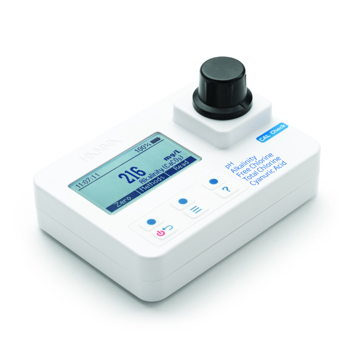 Photomètre portable pour le pH, l'alcalinité, le chlore libre et total et l'acide cyanurique